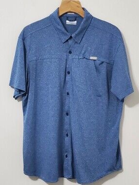 Columbia Short Sleeve Button Down Shirt Marked Blue Mens XL